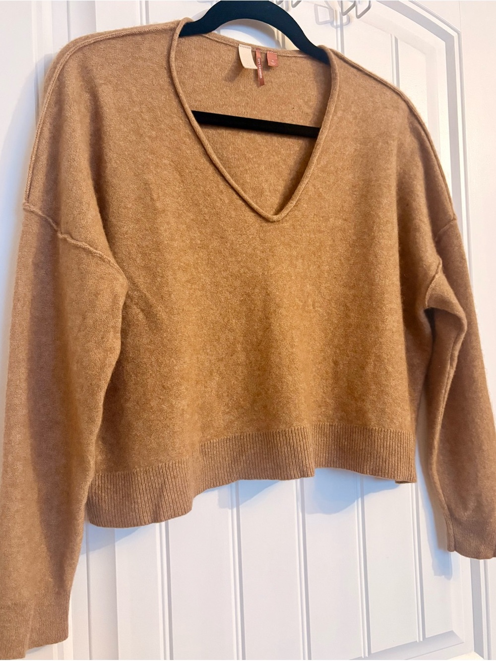 Pilcro Camel Cashmere Cropped Sweater - Medium